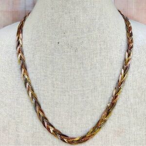 Vintage triple tone braided necklace